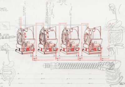 Wim Delvoye // dessin préparatoire pour cloaca